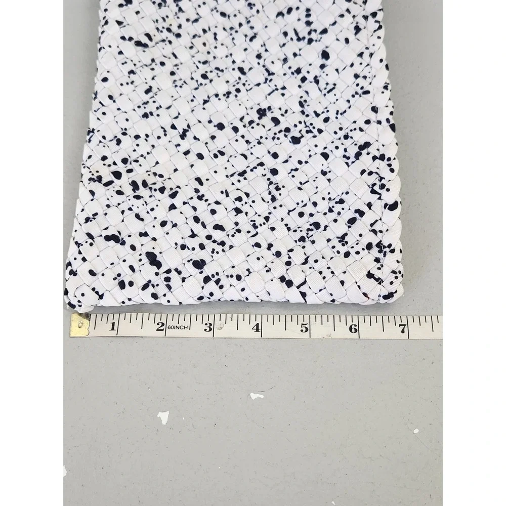 Naghedi Woven Neoprene Pouch Women Small White Black Ink Splatter Print Luxury